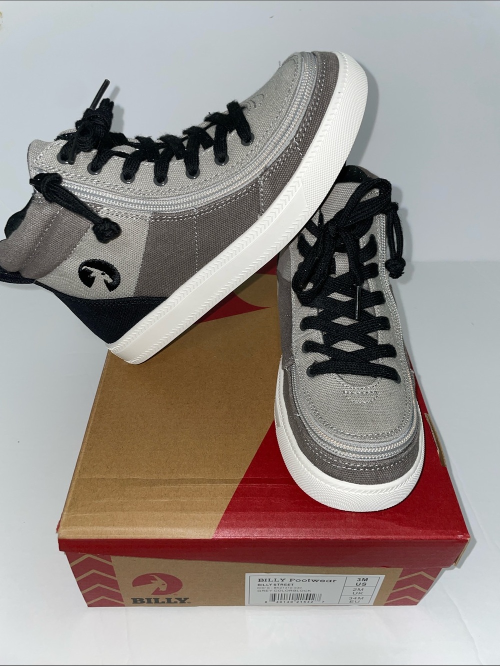Kids Casual High-Top Sneakers in Gray and Black - Picture 5 of 15